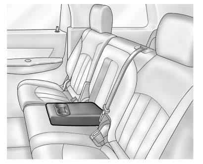 Rear seat armrest with two integrated cupholders for passenger use