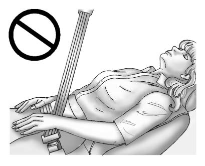 Buick Enclave seatback position warning showing that the seatback should not be reclined while driving