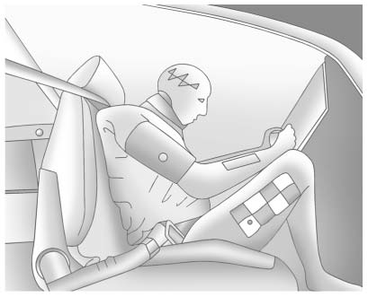 Buick Enclave safety belt illustration showing that occupants continue moving until something stops them