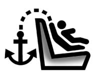 Top tether anchor symbol located on or near the tether anchor cover