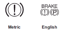 Brake system warning light that should illuminate briefly during ignition check