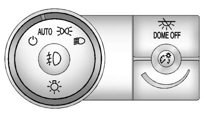 Exterior lamp control location on the instrument panel to the left of the steering wheel