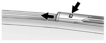 Buick Enclave windshield wiper blade connector release button