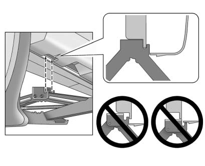 Exterior triangle marker showing correct vehicle jacking point