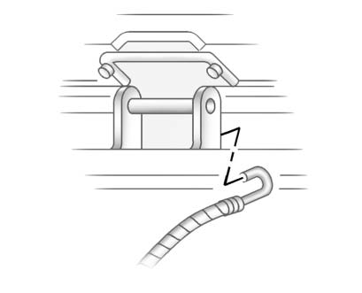 Hooking flat tire storage cable onto outside liftgate hinge