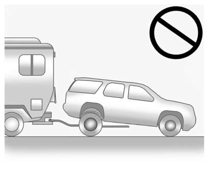 Notice warning not to tow the vehicle from the rear