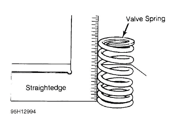 Buick Enclave valve spring squareness inspection with 90-degree straightedge