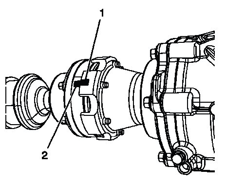 Front propeller shaft alignment mark at transfer case drive flange