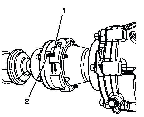 Front propeller shaft aligned with transfer case drive flange marks
