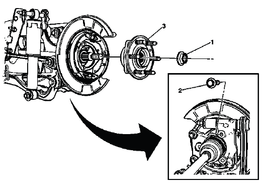 Rear wheel bearing and hub location for AWD rear suspension service