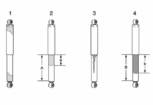 Rear shock absorber oil residue and leak condition examples