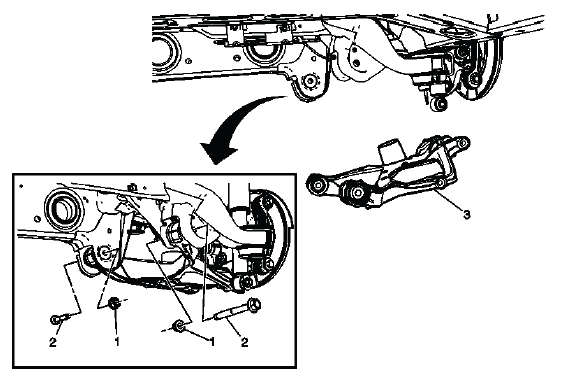 Rear lower control arm location in suspension assembly