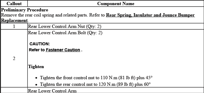 Buick Enclave lower control arm replacement service reference