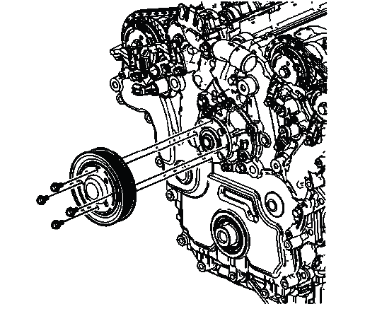 Water pump pulley bolts location and removal reference