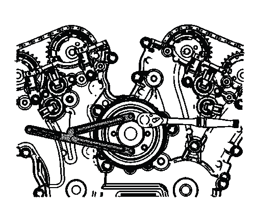 EN 46104 tool retaining water pump pulley during installation