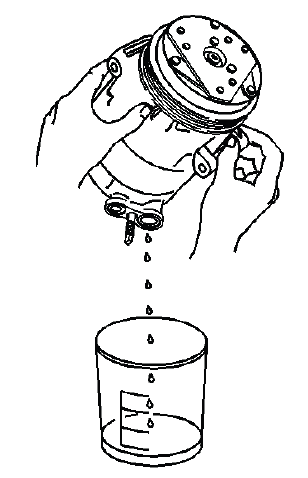 Draining refrigerant oil from A/C compressor during HVAC service