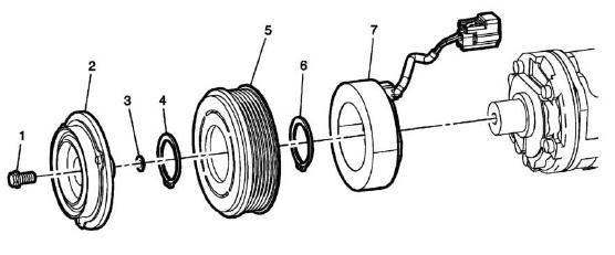 Buick Enclave A/C clutch assembly components with V4U option