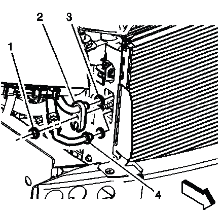 A/C compressor hose connection at condenser during hose removal