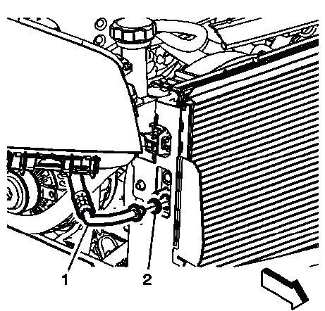 Buick Enclave A/C refrigerant heat exchanger sealing washer at condenser connection