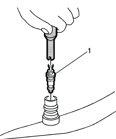 Buick Enclave A/C service port valve core installation