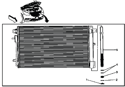 A/C refrigerant desiccant component location and service view