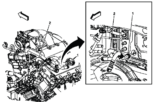 Buick Enclave heater inlet hose location in HVAC heating circuit