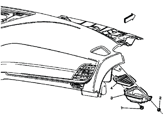 Right side window defogger outlet grille location for Traverse