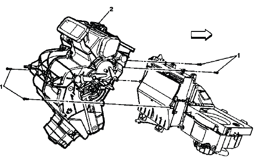 Air distributor case location in HVAC module assembly