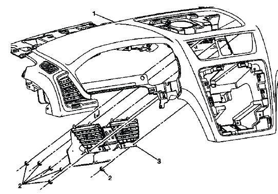Instrument panel center air outlet location for Acadia