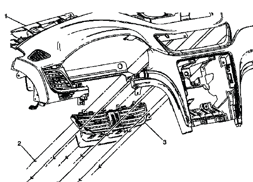 Instrument panel center air outlet location for Traverse