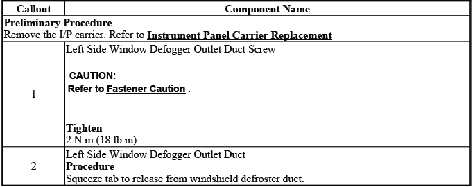 Left side window defogger duct replacement service reference