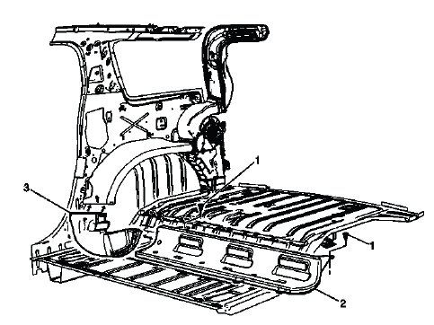 Buick Enclave rear floor auxiliary air outlet duct location