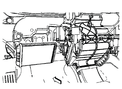 Buick Enclave heater core identification inside HVAC module