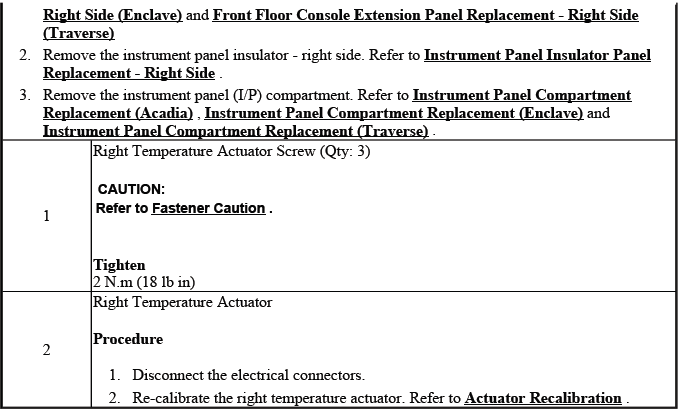 Manual HVAC temperature actuator mounting and connector reference