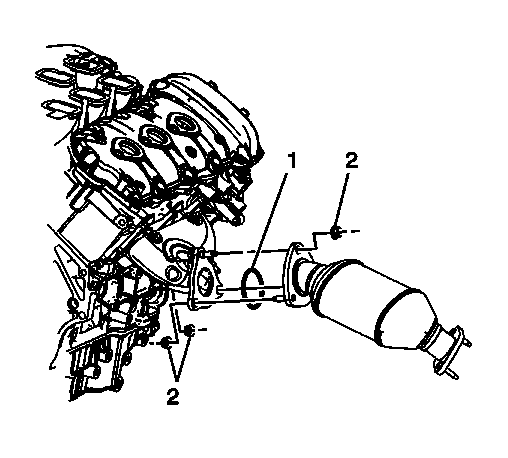 Right side catalytic converter to exhaust manifold nut locations