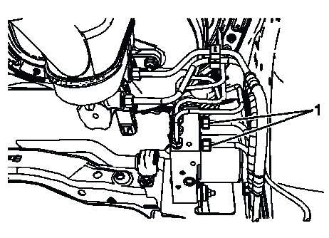 Master cylinder inlet brake pipe fittings connected to ABS modulator