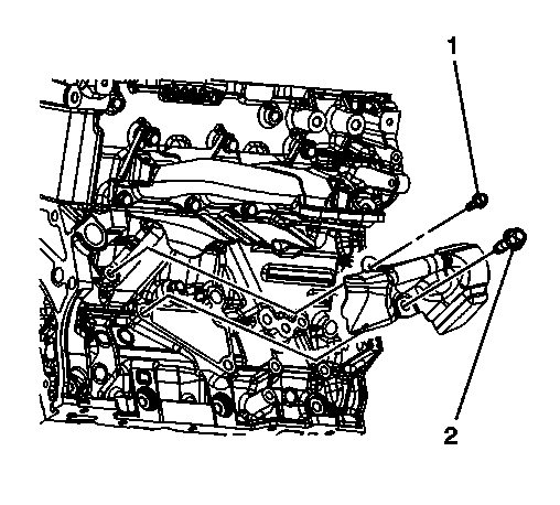 Buick Enclave lower exhaust manifold heat shield bolt installation reference