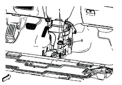 Buick Enclave yaw sensor with lateral accelerometer location and replacement view