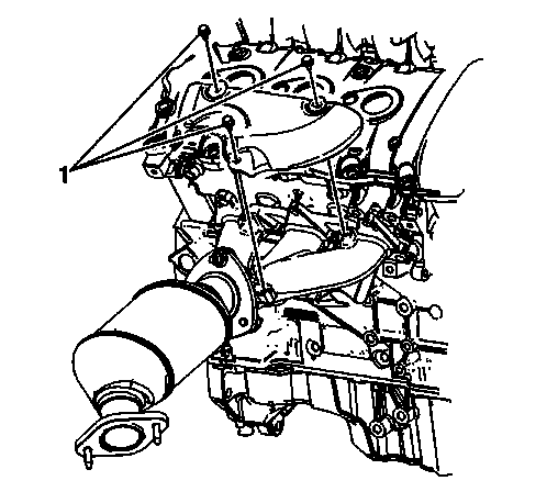 Right side exhaust manifold heat shield bolt locations
