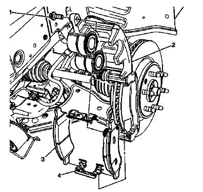 Buick Enclave front disc brake pads inspection and replacement view