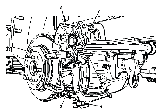 Rear disc brake pads identification and service view