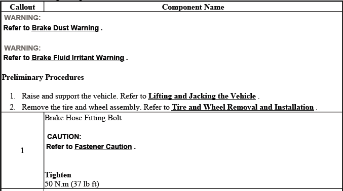 Buick Enclave rear brake caliper service and hydraulic connection view