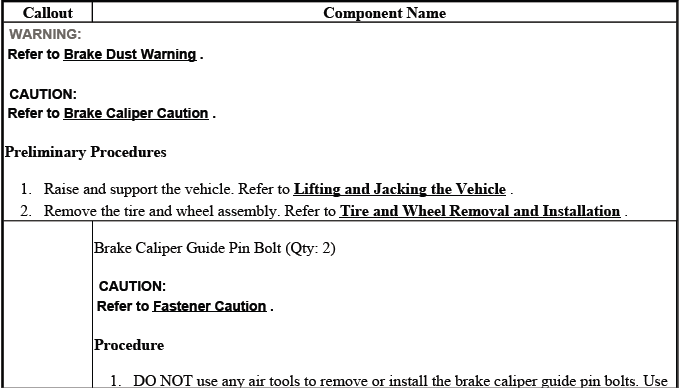 Rear brake caliper hardware service view with mounting clips