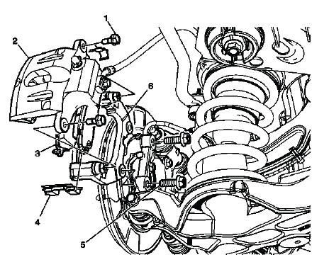 Rear brake caliper bracket replacement and mounting view