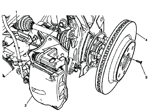 Buick Enclave front brake rotor replacement and hub mounting view