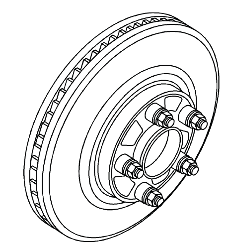 Buick Enclave brake rotor secured with conical washers and lug nuts during indexing
