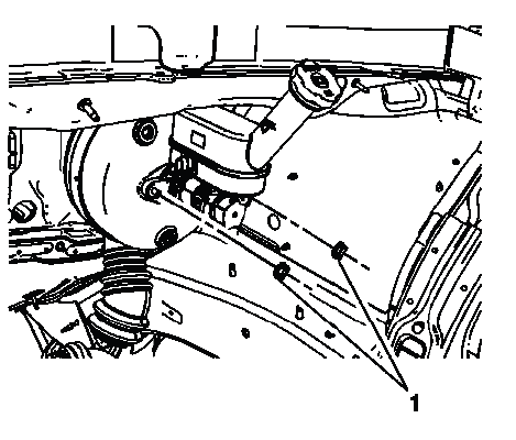 Brake booster and master cylinder mounting nuts during booster removal