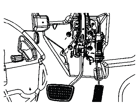Vacuum brake booster mounting nuts viewed from interior service area