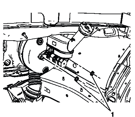 Buick Enclave master cylinder positioned onto vacuum brake booster with seal alignment
