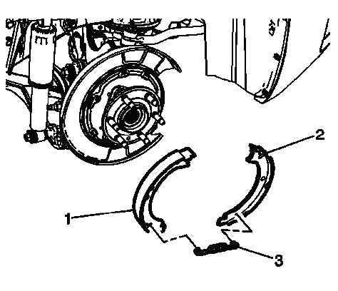 Buick Enclave front and rear park brake shoes with lower retaining spring